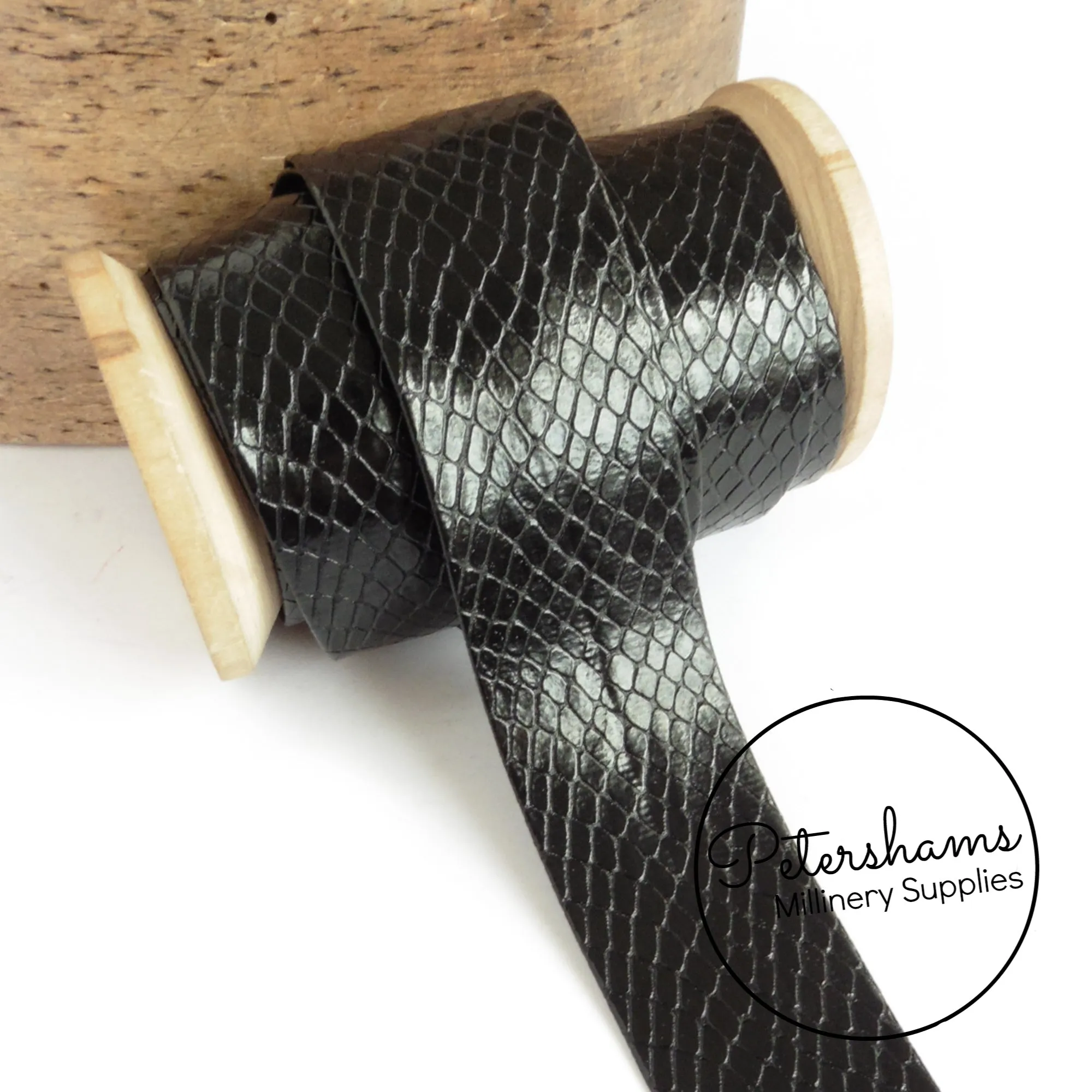 30mm Black Imitation Snakeskin PVC Trim - 1m