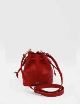 Authenticity cross body bucket bag in red rouje leather women's purse