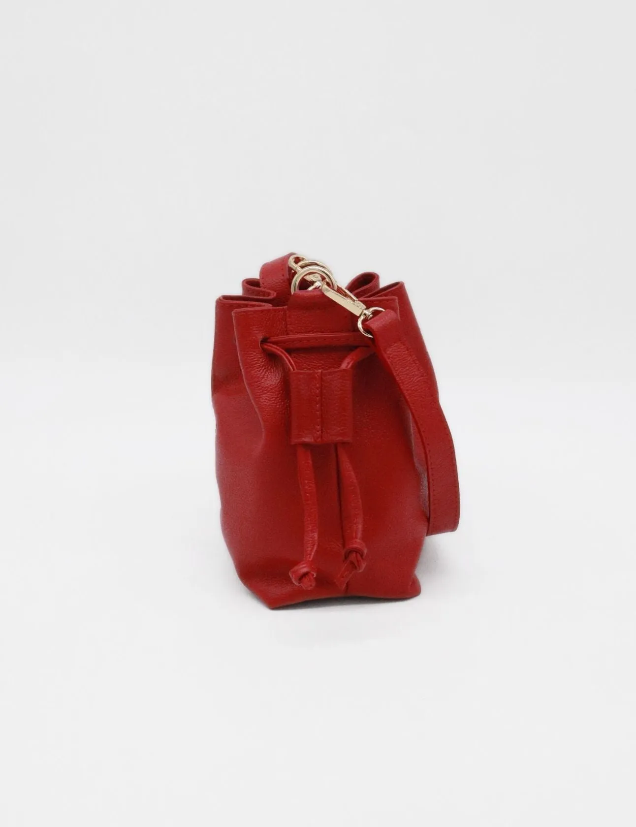 Authenticity cross body bucket bag in red rouje leather women's purse