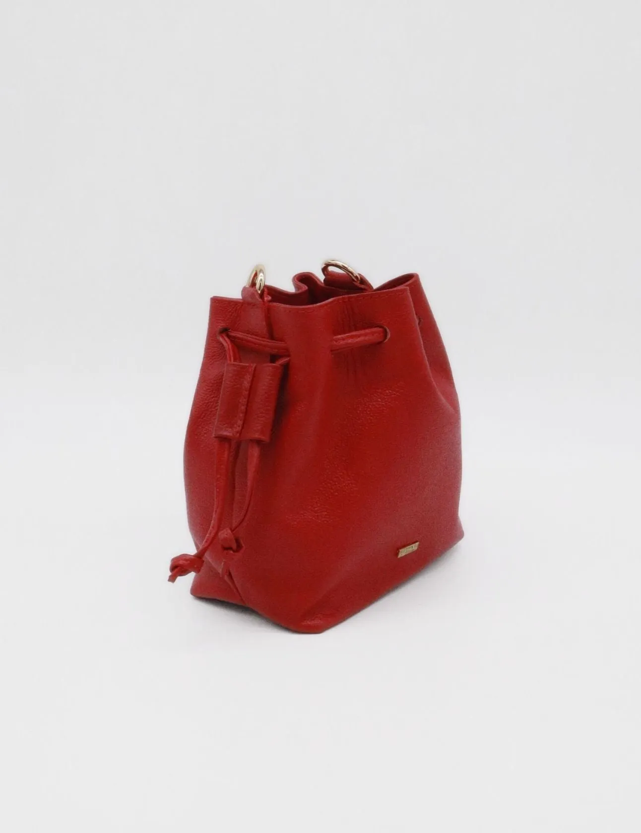 Authenticity cross body bucket bag in red rouje leather women's purse