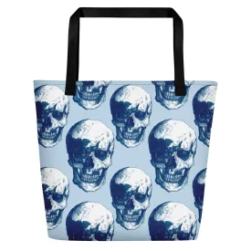 Blue Skulls Beach Bag by Robert Bowen