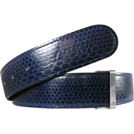 Blue Snakeskin Leather Belt