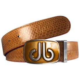 Brown Snakeskin Leather Belt with buckle