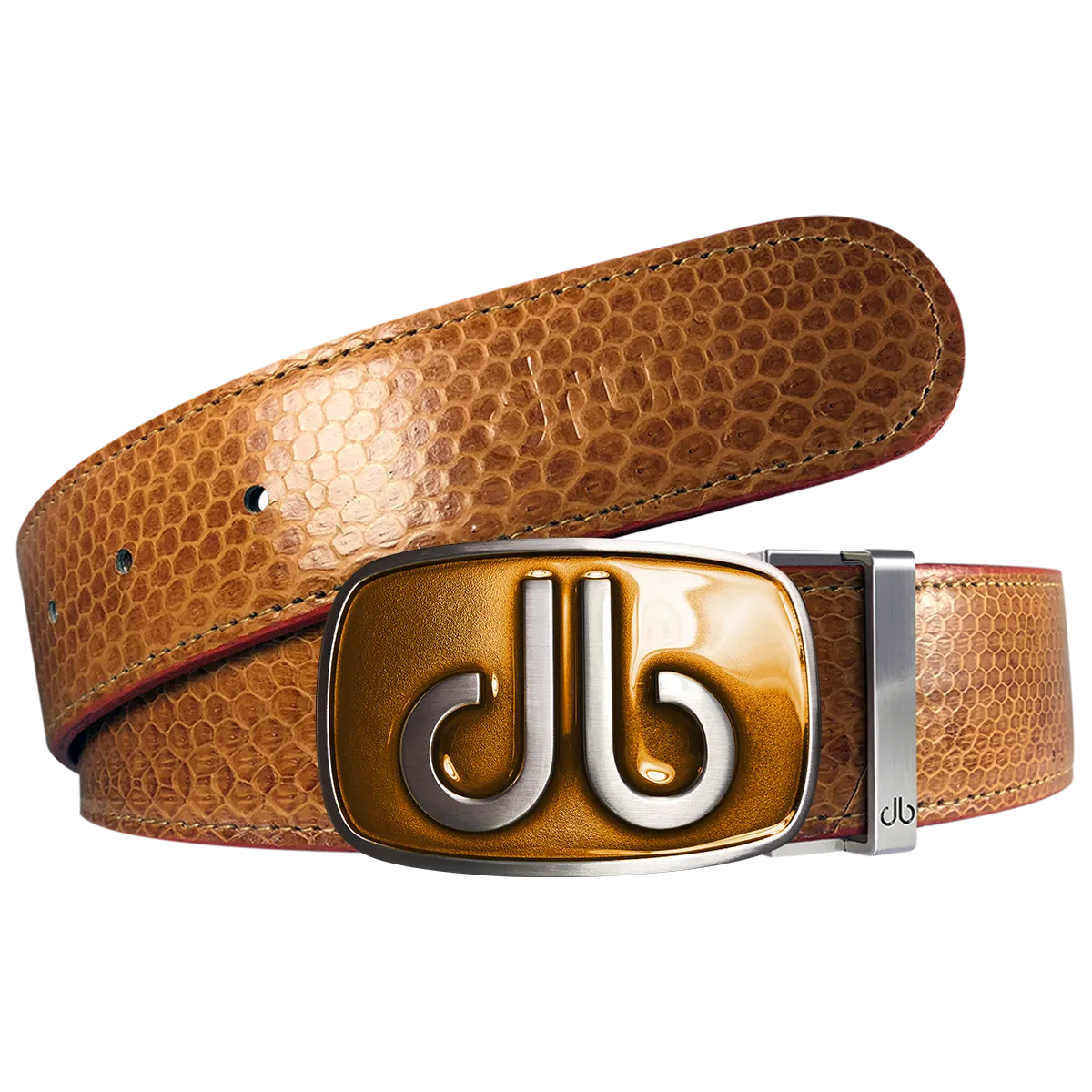 Brown Snakeskin Leather Belt with buckle