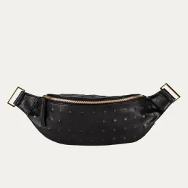 Cher Fanny Pack   Crossbody Bag | Black Lamb Skin  Gold Hardware