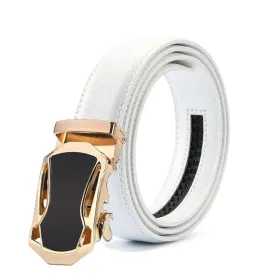 Classy Men White & Gold Leather Suit Belt