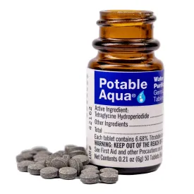 Drinking Water Treatment Tablets by Potable Aqua (50 germicidal tablets)