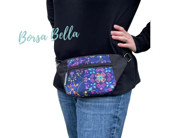 Fanny Pack or Crossbody Bag - Decoupage Black and White Fabric