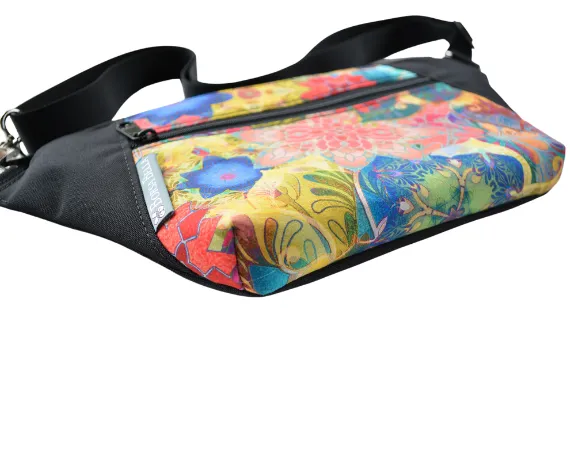 Fanny Pack or Crossbody Bag - Decoupage Black and White Fabric