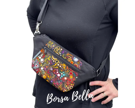 Fanny Pack or Crossbody Bag - Decoupage Black and White Fabric