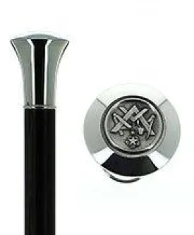 French Masonic Silver Plated Cane: Carbon Fiber Shaft