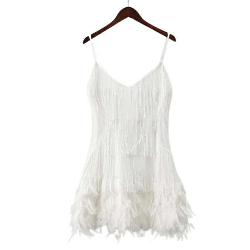 Funki Buys | Dresses | Women's Sequin Feather Fringe Dress