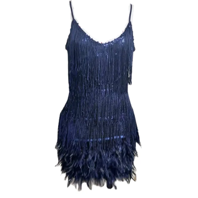 Funki Buys | Dresses | Women's Sequin Feather Fringe Dress