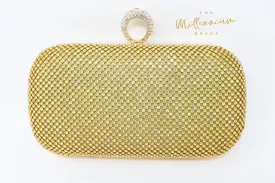 Gold Crystal Wedding Clutch, Statement Bag, Evening Clutch, Wedding Clutch, Bridal Bag, White Cross Body Bag