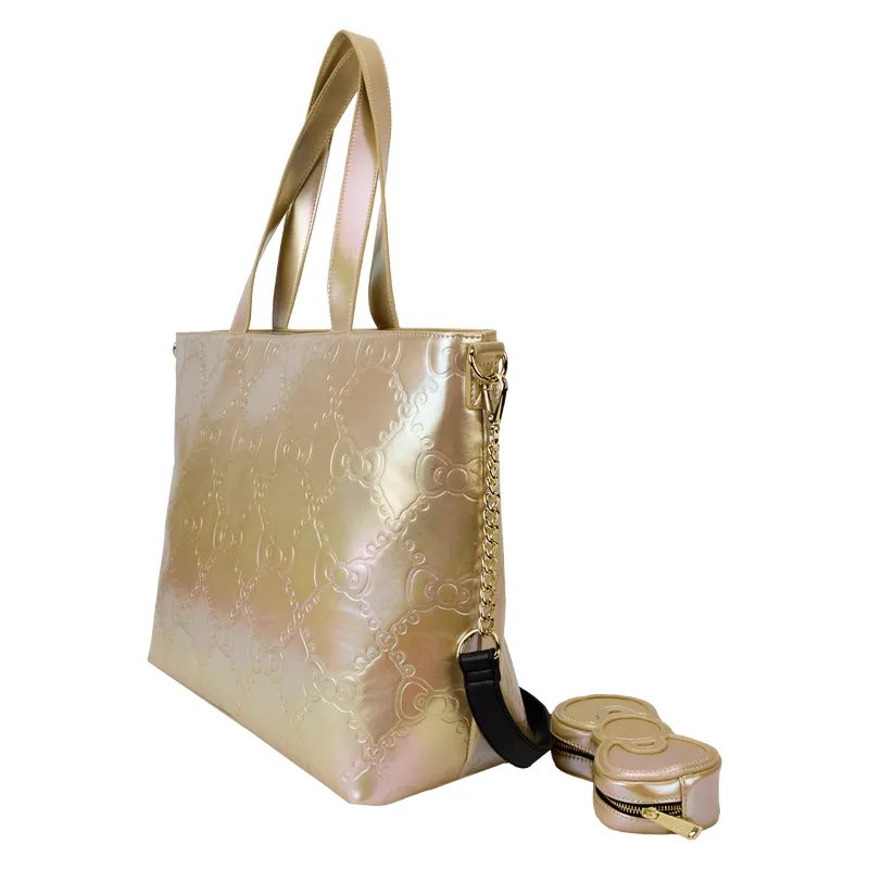 Hello Kitty 50th Anniversary Metallic Gold Tote Bag With Coin Bag