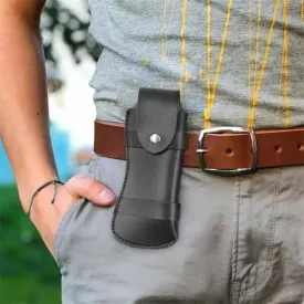 Hiking Folding Knife Cover Sheath Leather Belt Bag