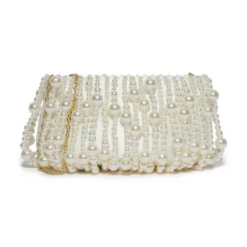 IVORY PEARL WILLOW BEADED CLUTCH