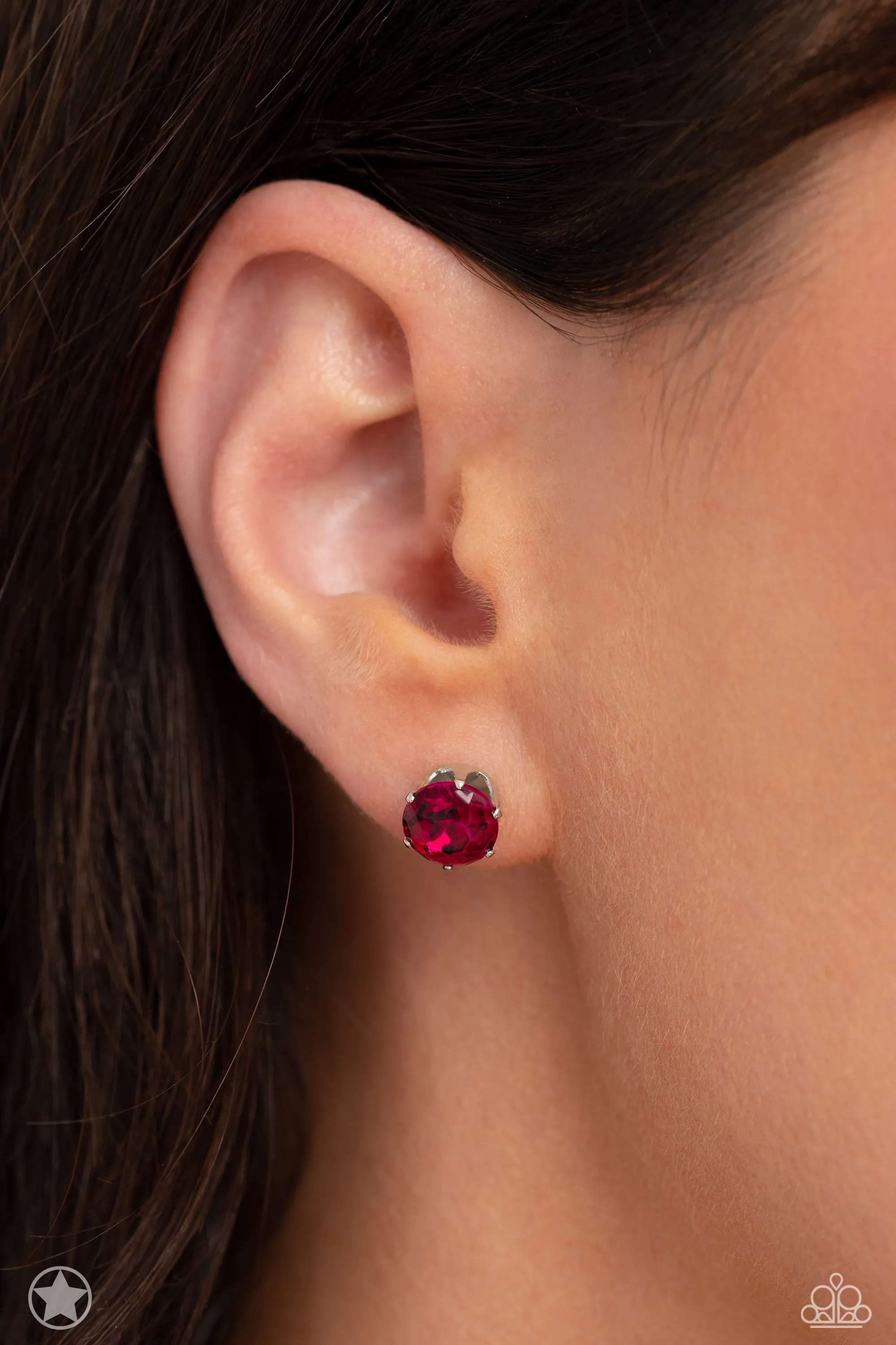 Just In TIMELESS - Pink Rhinestone Earrings - Paparazzi Accessories