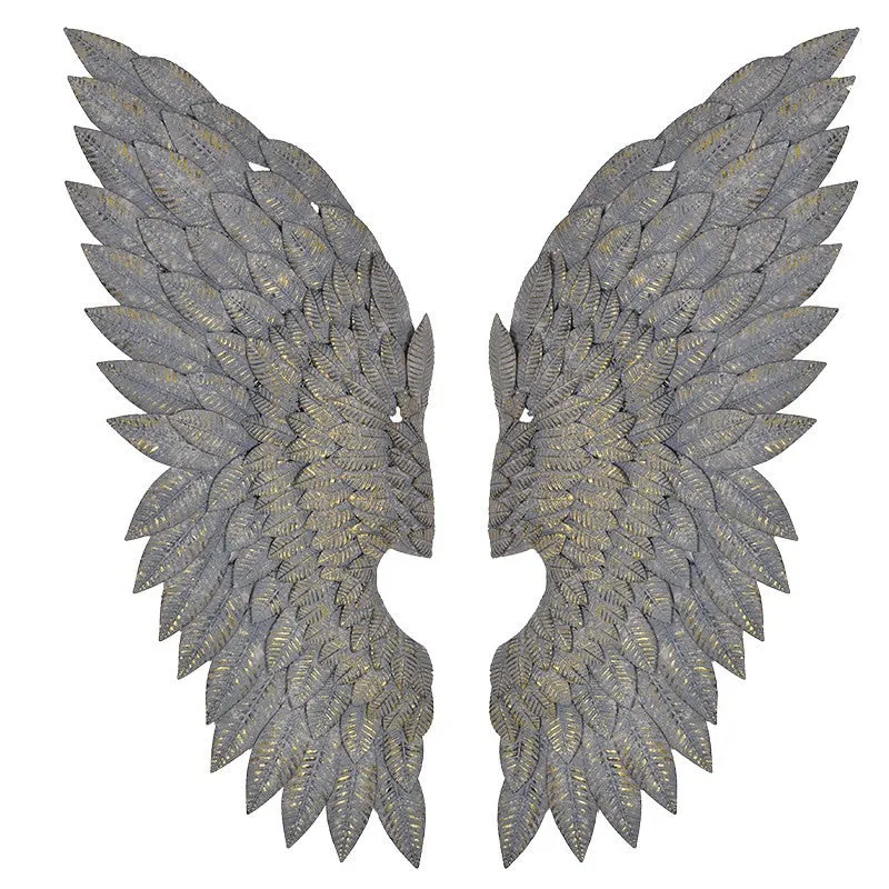 Large Gilt Angel Wings with a Grey Wash Finish