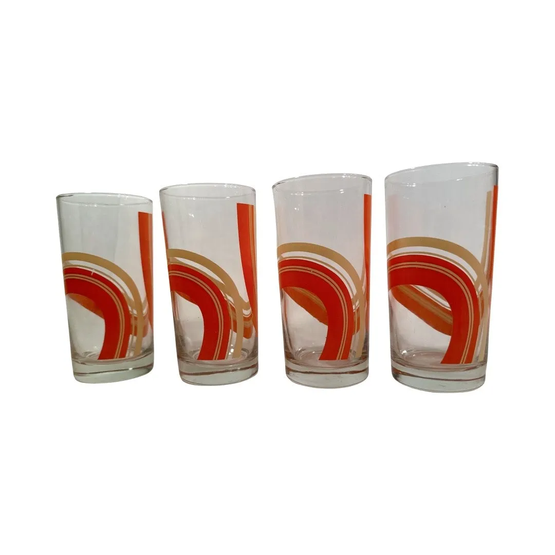 Libbey Vintage Retro Orange Swirl Glasses (Set of 4)