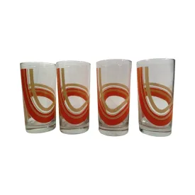 Libbey Vintage Retro Orange Swirl Glasses (Set of 4)