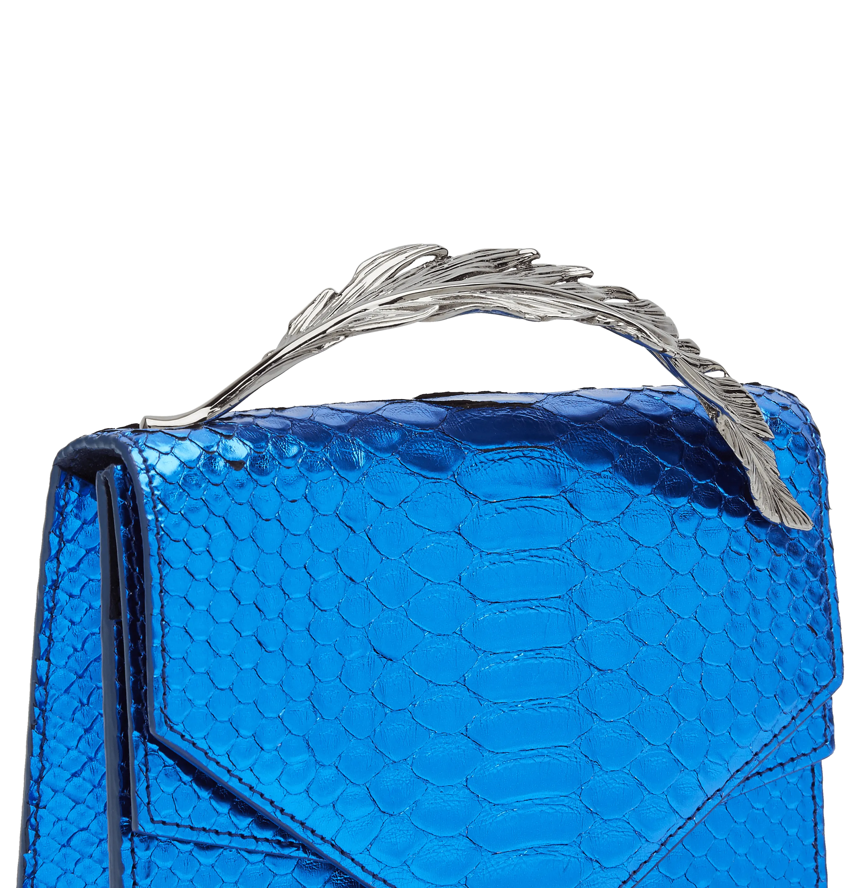 Metallic Blue Python Alina Clutch