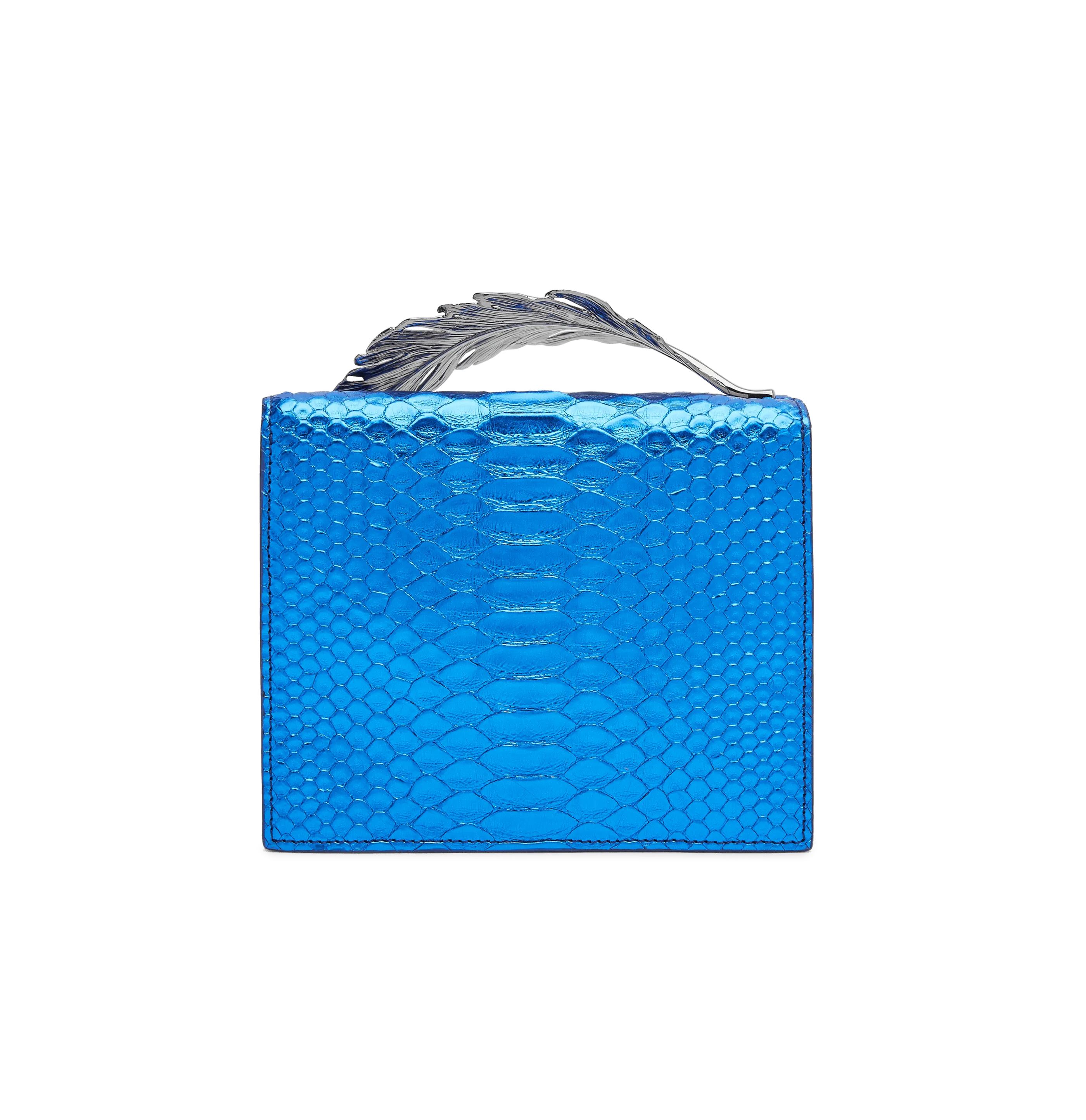 Metallic Blue Python Alina Clutch