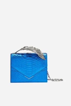 Metallic Blue Python Alina Clutch