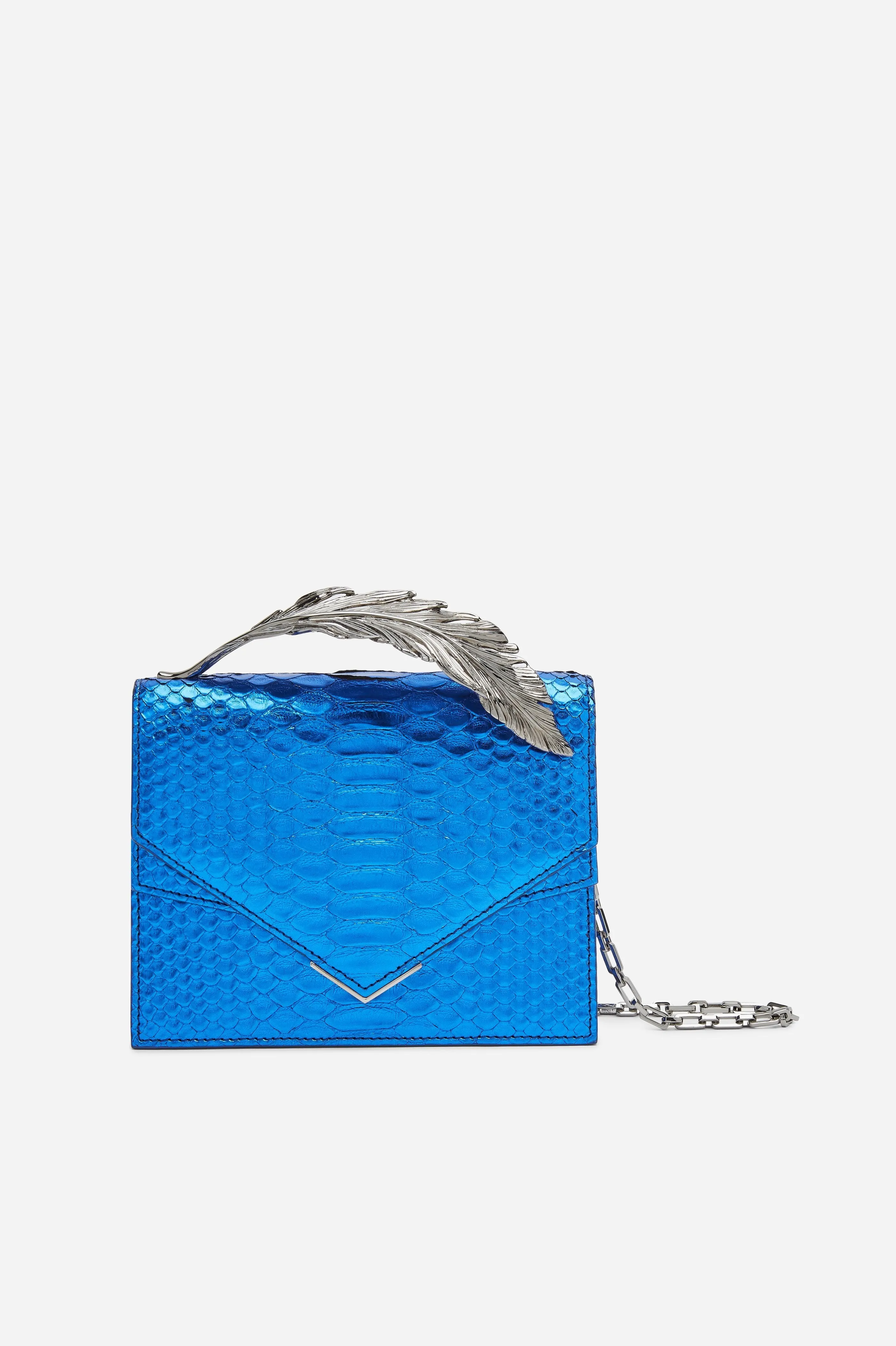 Metallic Blue Python Alina Clutch