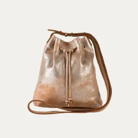 Mini Crossbody Tote | Blush Metallic Leather   Gold Hardware