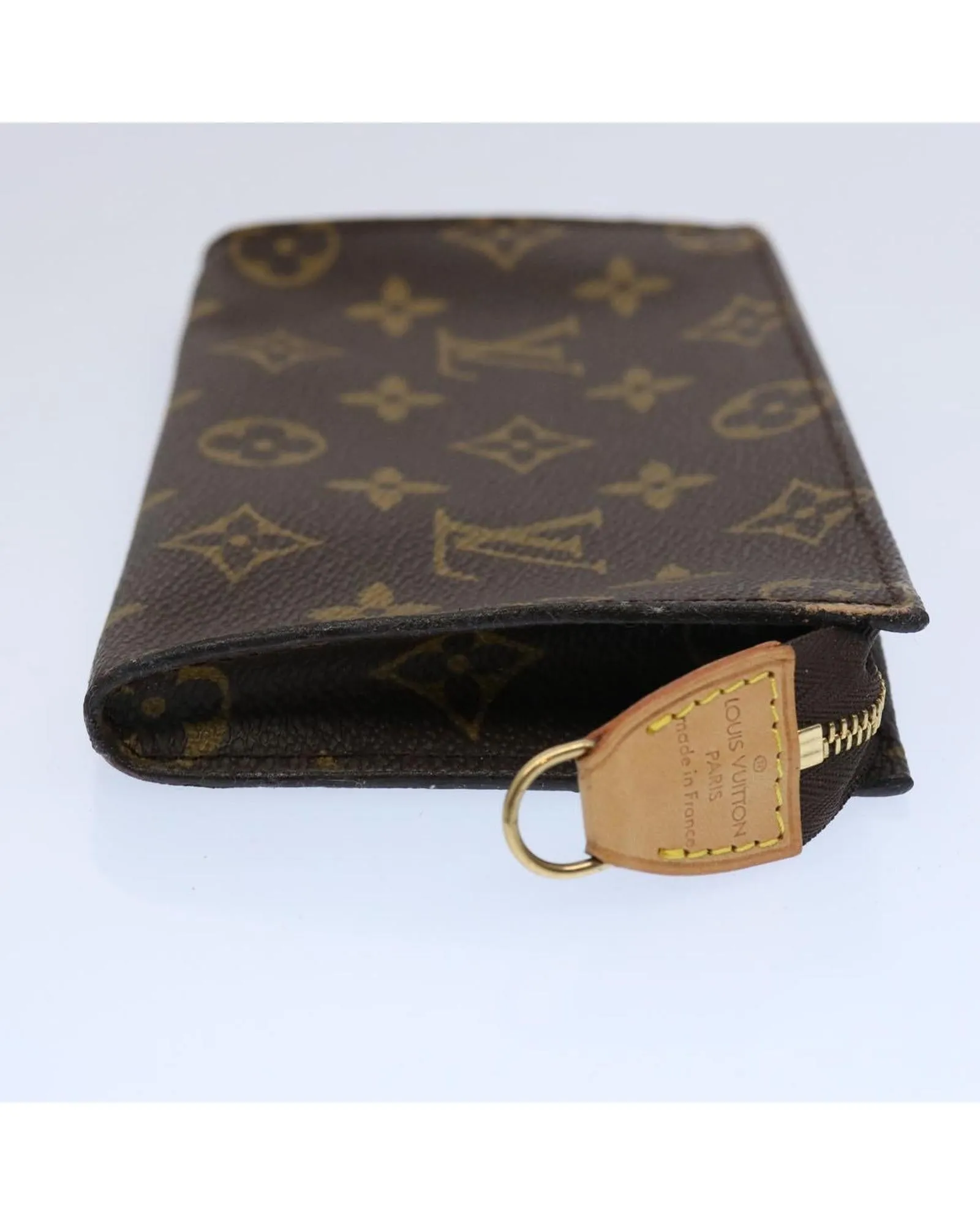 Monogram Accessory Pouch with Metal Fittings and Rubbing