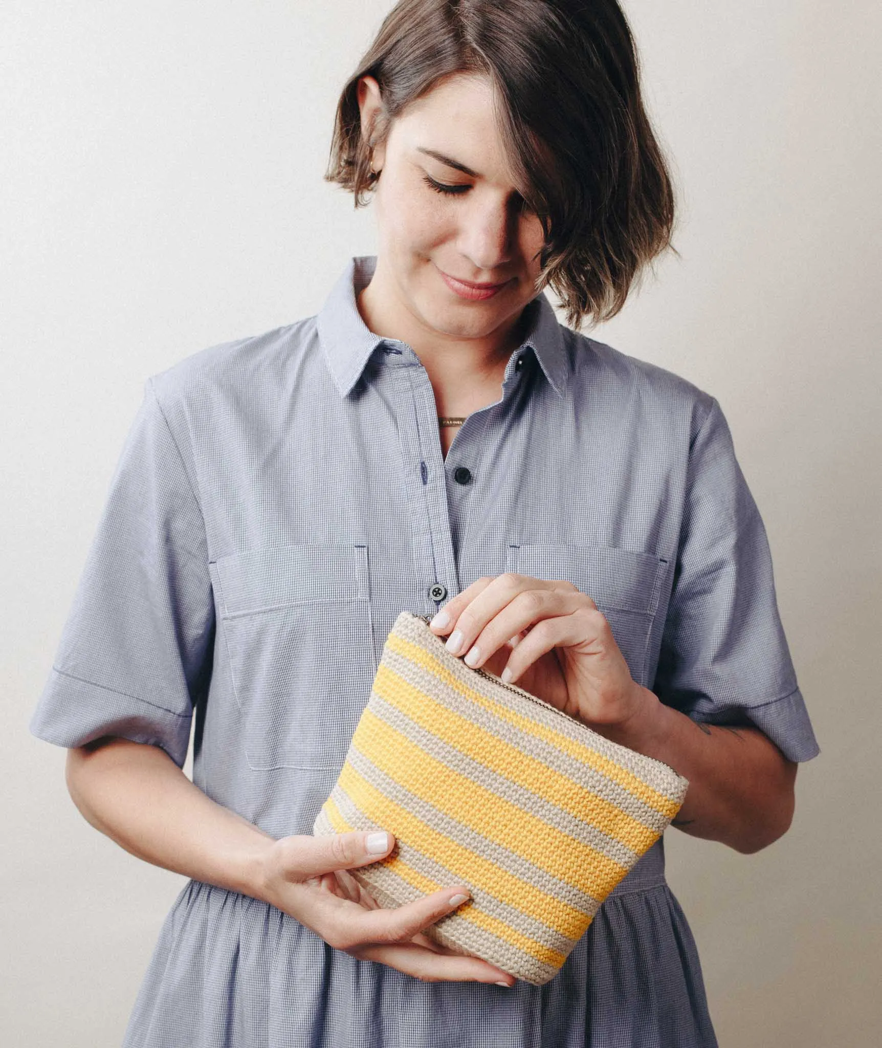 Oval Crochet Pouch: Striped Version Using Rowan Handknit Cotton