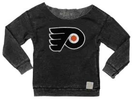 Philadelphia Flyers Retro Brand WOMEN Gray Cut Neck Vintage Wash Sweater