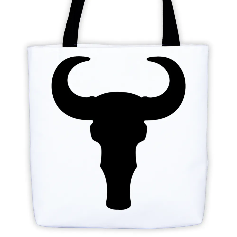 Ram Skull Black Symbol Tote Bag by Robert Bowen