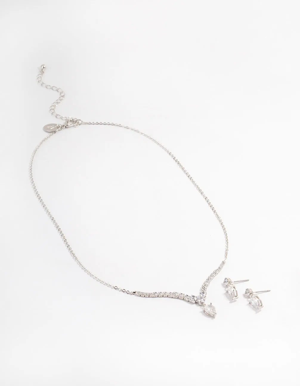 Rhodium Pear Drop Jewellery Set