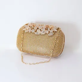 Silver & Gold Crystal Wedding Clutch, Statement Bag, Evening Clutch, Wedding Clutch, Bridal Bag, White Cross Body Bag