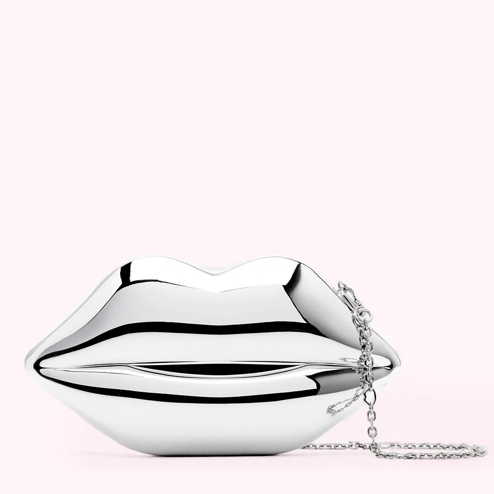 SILVER LIPS MEDIUM CLUTCH BAG