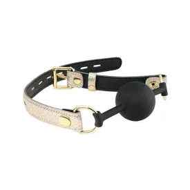 Spartacus - Silicone Ball Gag with Leather White Snakeskin Micro Fiber Lining (Gold)